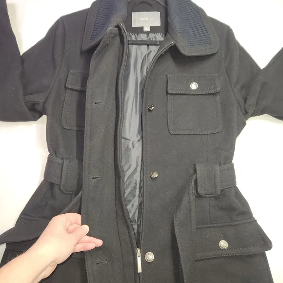 ⭐️Apt. 9 Women's Large Black Mid Length Coat 80% Wool - Picture 5 of 12